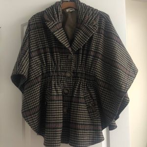 Plaid Poncho Coat